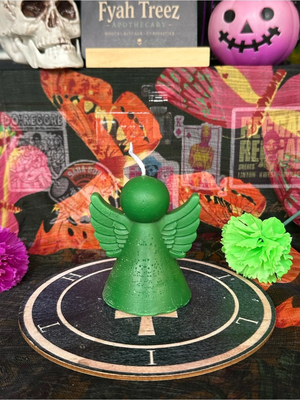 Handmade Green Angel Candle – Winged Spiritual Figure Candle